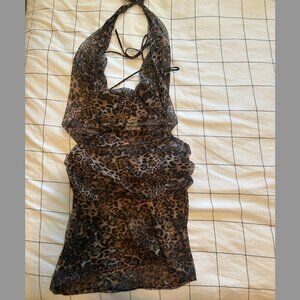 Peppermayo Exclusive - Elysia Mesh Mini Dress - Leopard